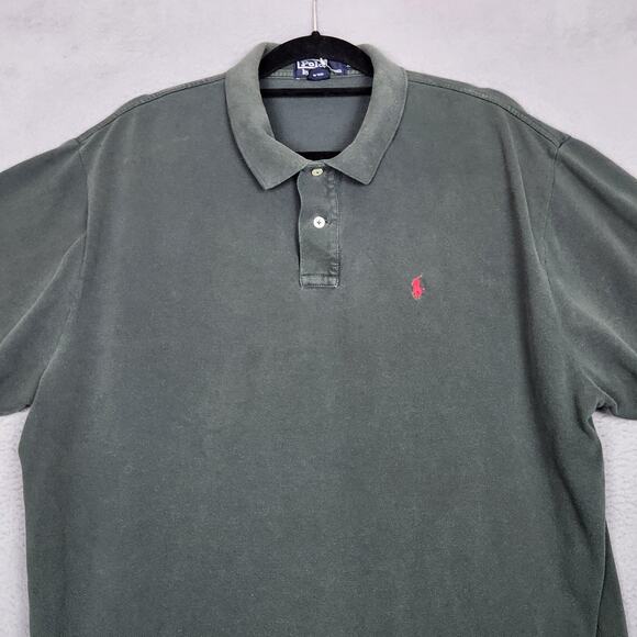 Polo Ralph Lauren Polo Shirt Mens 2XL Green Pique Knit Short Sleeve Red Pony - Picture 5 of 13